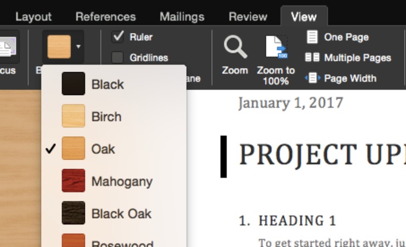 Office Word For Mac Black Theme